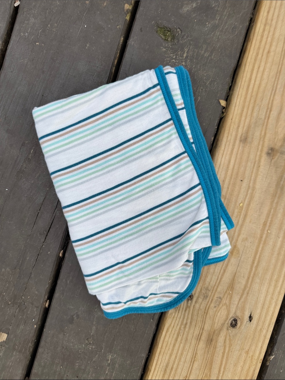 Kickee Pants Bamboo Blanket with Teal, Navy, and Mint Stripes